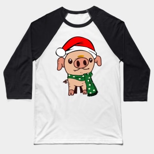 Cute Christmas Teacup Pig Mini Piglet in Santa Hat Gifts Baseball T-Shirt